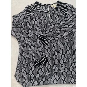 MICHAEL Kors Snakeskin Print Crepe Tunic Tee‎ Top Snake Print Blouse, Small